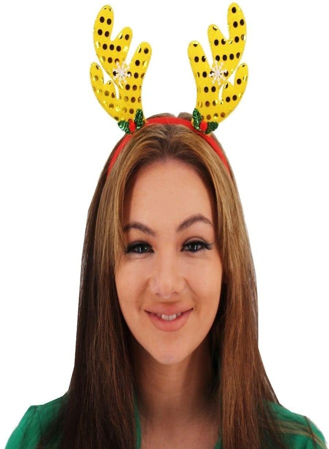 Infispace® Christmas Reindeer Antlers Headband with Bells for Adults (Yellow (Pack of 1)) - Image 3